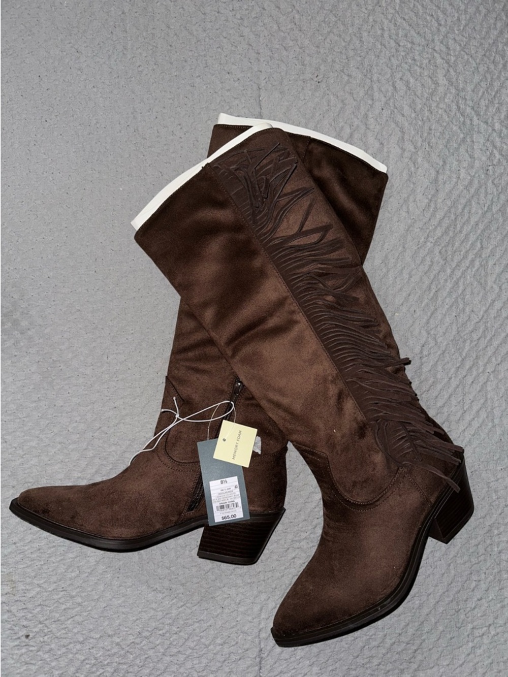 Universal Thread Patsy tall fringe Western boots in chocolate hue Size 8.5 NEW